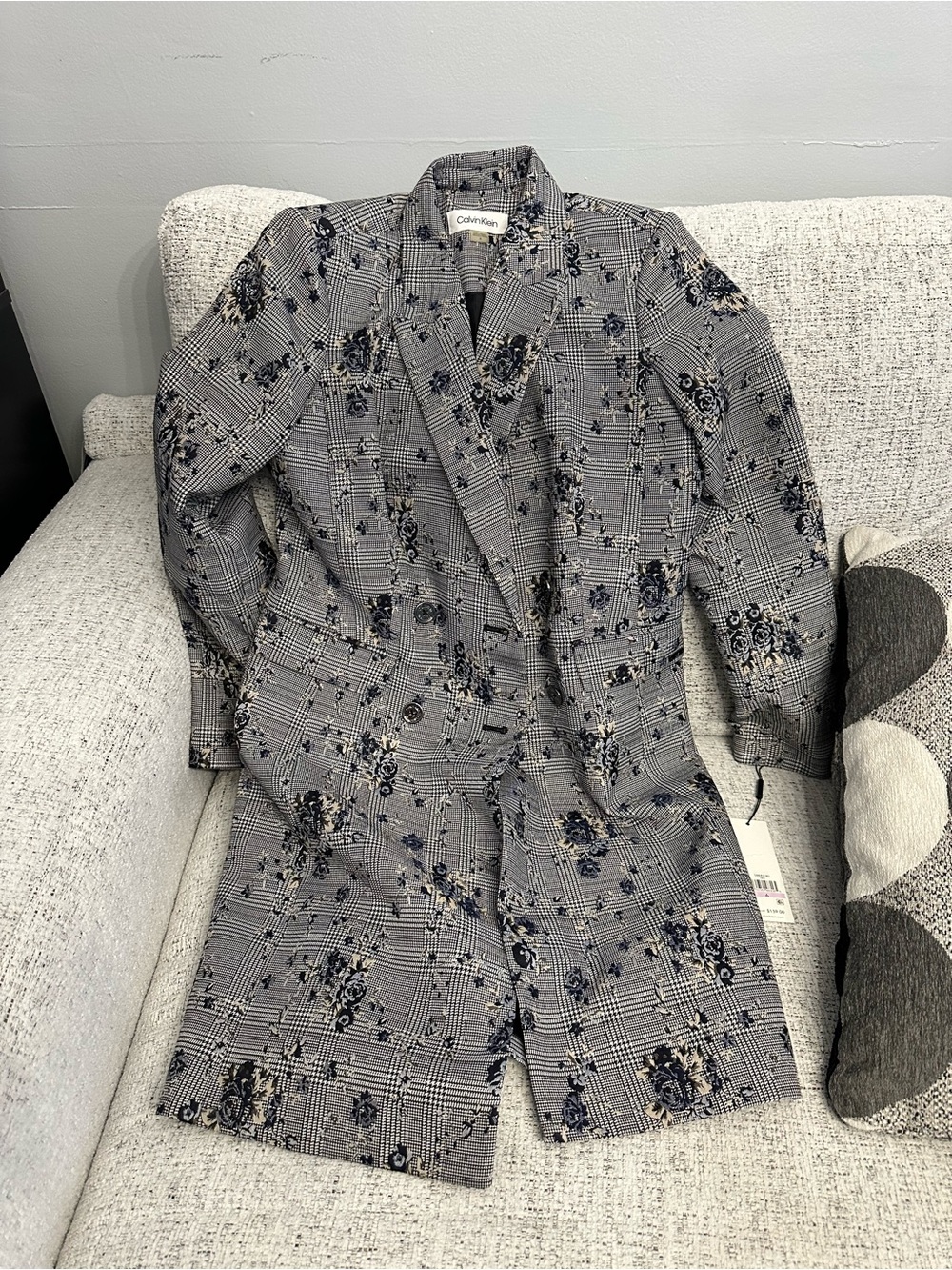 Calvin Klein Women's Plaid Floral Blazer Jacket